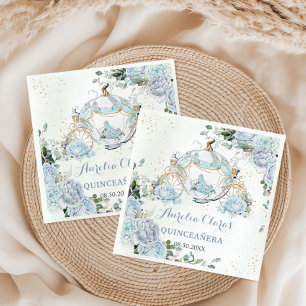 Baby Blue Bloemrozen Prinses Koets Quinceanera  Servet