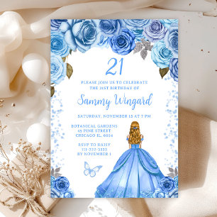 Baby Blue Blond Haar Prinses Verjaardagsfeestje Kaart