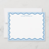 Baby Blue & Blue Wavy Border Note Card Kaart (Voorkant)