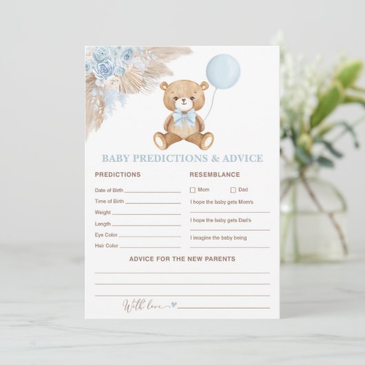 Baby Blue Boho Teddy Bear voorspellingen Advies Ka Kaart (Staand voorkant)