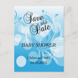 Baby Blue Bokeh Florid   Baby Boy Shower Aankondigingskaart