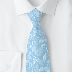Baby Blue Botanische Batik Stropdas