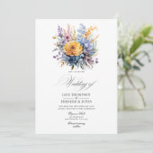 Baby Blue, Botercreme Geel, Pastel Roze Bruiloft Kaart (Staand voorkant)