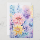Baby Blue, Botercreme Geel, Pastel Roze Bruiloft Kaart (Achterkant)
