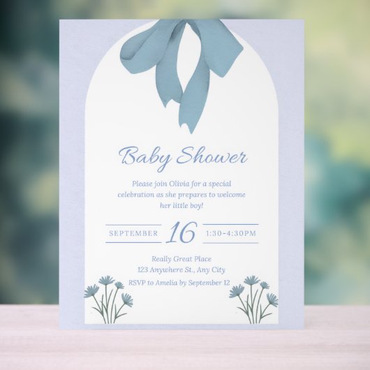 Baby Blue Bow Baby shower Acryl Bord (Neutraal)