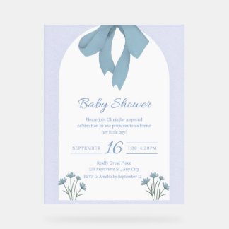Baby Blue Bow Baby shower Acryl Bord