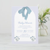 Baby Blue Bow Baby shower Kaart (Staand voorkant)