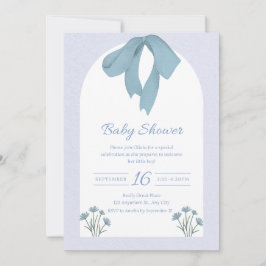 Baby Blue Bow Baby shower Kaart