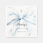 Baby Blue Bow Baptism  Servet (Voorkant)