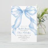 Baby Blue Bow Coquette Ribbon Vrijgezellenfeest Kaart (Staand voorkant)