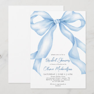 Baby Blue Bow Coquette Ribbon Vrijgezellenfeest Kaart