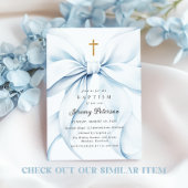 Baby Blue Bow doop uitnodiging