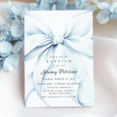 Baby Blue Bow doop uitnodiging