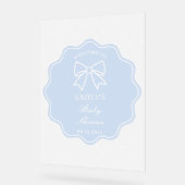 Baby Blue Bow Polka Dots Boy Baby Shower Welcome Acryl Bord (Hoek)