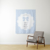 Baby Blue Bow Polka Dots Boy Baby Shower Welcome Wandkleed (In situ)