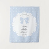 Baby Blue Bow Polka Dots Boy Baby Shower Welcome Wandkleed (Voorkant)