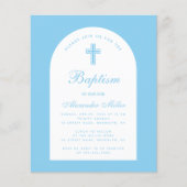 Baby Blue Boy Baptisme Arch Budget Uitnodiging (Voorkant)
