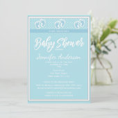 Baby Blue Boy Footprint Baby shower Kaart (Staand voorkant)