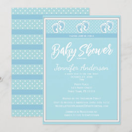Baby Blue Boy Footprint Baby shower Kaart