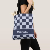 Baby Blue Boy Geometric Square Pattern Quilt Baby Tote Bag (Dichtbij)