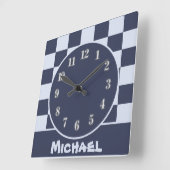 Baby Blue Boy Geometric Square Pattern Quilt Baby Vierkante Klok (Hoek)