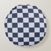 Baby Blue Boy Geometric Square Pattern Quilt Rond Kussen (Voorkant)