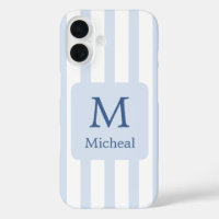 Baby Blue Boy Stripes Monogram Classic