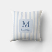 Baby Blue Boy Stripes Monogram Classic Kussen (Achterkant)
