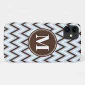 Baby Blue Brown Chevron met Monogram Case-Mate iPhone Case (Achterkant (horizontaal))