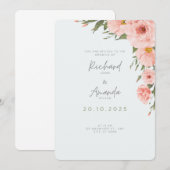 Baby Blue bruiloft uitnodiging met Bloemen Element (Voorkant / Achterkant)