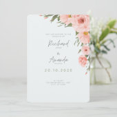 Baby Blue bruiloft uitnodiging met Bloemen Element (Staand voorkant)