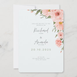 Baby Blue bruiloft uitnodiging met Bloemen Element