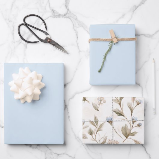 Baby Blue Bruiloftsfeest Inpakpapier Vel (Voorkant)