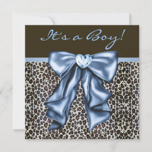 Baby Blue Bruine Luipaard Baby Jongen Shower Kaart