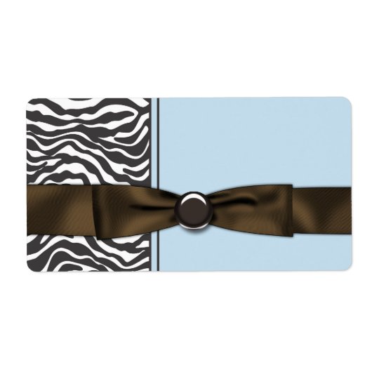 Baby Blue Bruine Zebra Waterfles Labels (Voorkant)