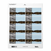 Baby Blue Bruine Zebra Waterfles Labels (Full Sheet)