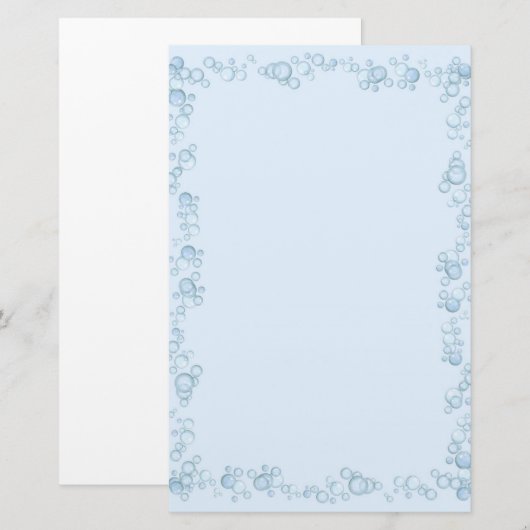 Baby Blue Bubble Border Design Briefpapier (Voorkant / Achterkant)