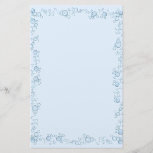 Baby Blue Bubble Border Design Briefpapier (Voorkant)