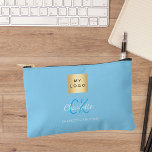 Baby blue business logo name monogram etui<br><div class="desc">Baby blue colored background,  white and blue text. Personalize and add your business logo,  first name,  monogram initials and full name.</div>