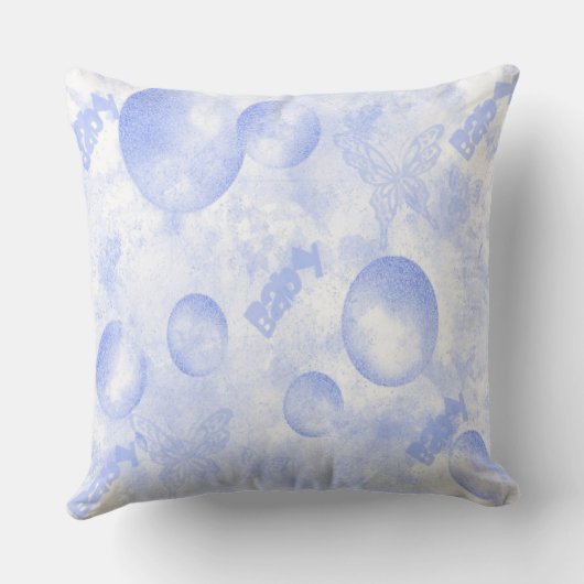 Baby Blue Butterflies en ballonnen Sierkussen (Achterkant)