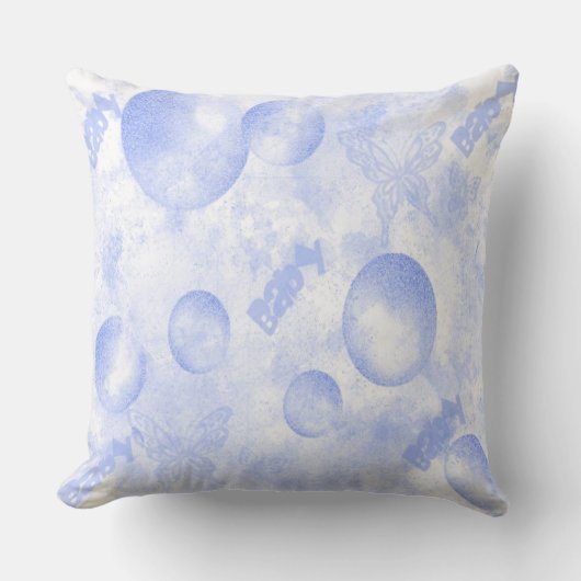 Baby Blue Butterflies en ballonnen Sierkussen (Voorkant)