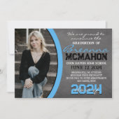 Baby Blue Chalkboard Afstuderen foto bekendmaking Kaart (Voorkant)