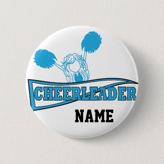 Baby Blue Cheerleader | personaliseren Ronde Button 5,7 Cm (Voorkant)