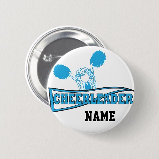 Baby Blue Cheerleader | personaliseren Ronde Button 5,7 Cm (Voorkant /achterkant)