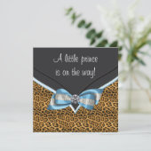 Baby Blue Cheetah Prince Baby shower Kaart (Staand voorkant)