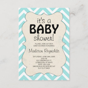 Baby Blue Chevron Baby shower Kaart