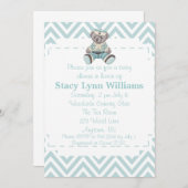 Baby Blue Chevron Baby shower Kaart (Voorkant / Achterkant)