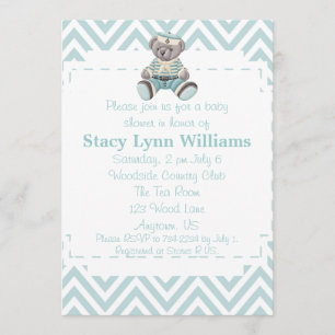 Baby Blue Chevron Baby shower Kaart