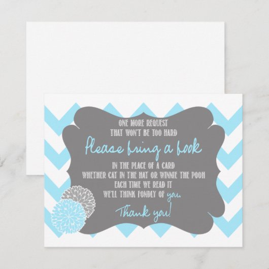 Baby Blue Chevron Baby shower Vraag een boek Kaart (Voorkant / Achterkant)