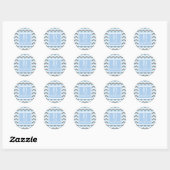 Baby Blue Chevron en Grijze Aangepast Ronde Sticker (Vel)